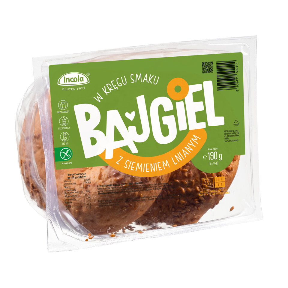 Bajgle z Siemieniem Lnianym Bezglutenowe (2 Szt.) (2 szt x 190 g)