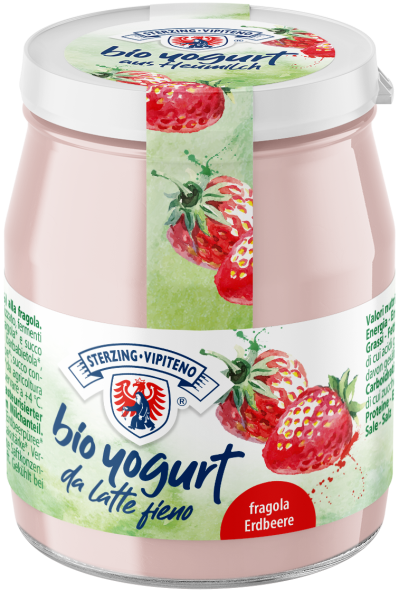 Jogurt Truskawkowy z Mleka Siennego Bezglutenowy BIO (Słoik) - Sterzing (3 szt x 150 g)