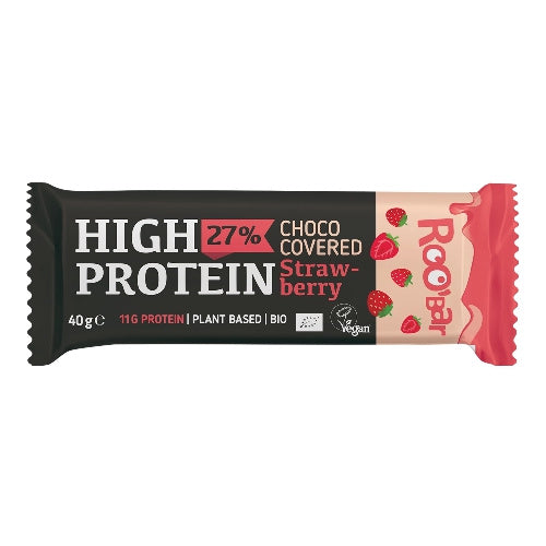 Baton Proteinowy Truskawkowy w Polewie Różowej Bezglutenowy BIO (6 szt x 40 g)