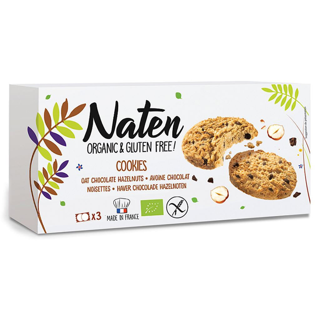 Ciastka Owsiane z Czekoladą i Orzechami Laskowymi Bezglutenowe BIO (2 szt x 120 g)