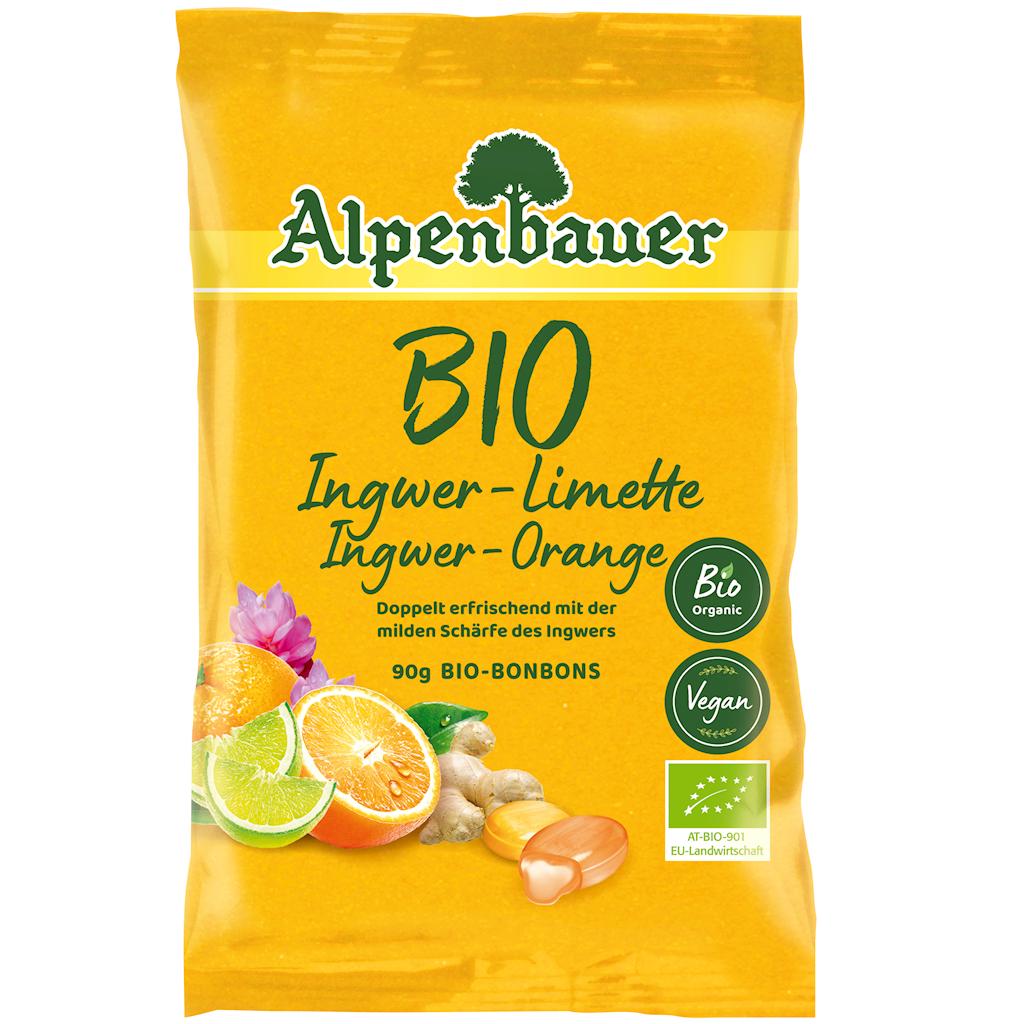 Cukierki z Nadzieniem o Smaku Imbirowo - Limonkowym i Imbirowo - Pomarańczowym BIO (4 szt x 90 g)