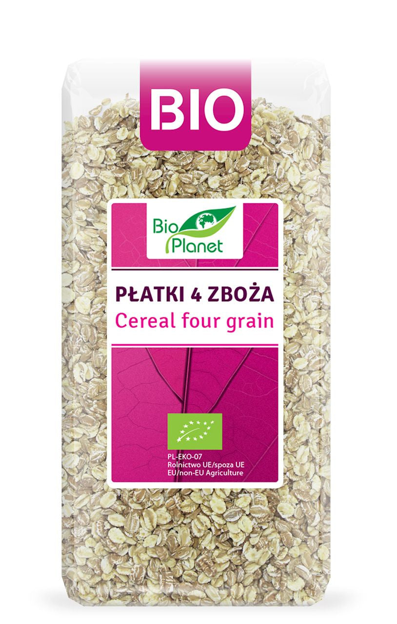 Płatki 4 Zboża (Orkisz, Owies, Jęczmień, Żyto) BIO (6 szt x 300 g)