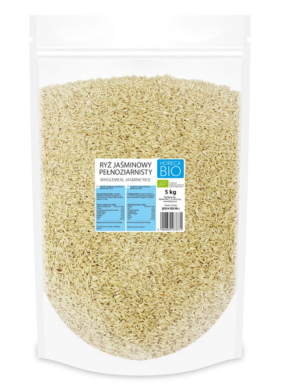 Ryż Jaśminowy Pełnoziarnisty BIO 5 kg